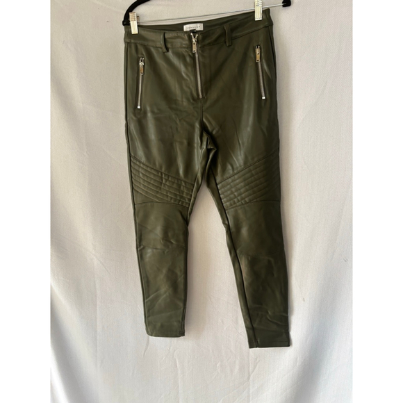TOPSHOP Pants - Women's Topshop Petite Olive Faux Leather Moto Skinny Pants 8P